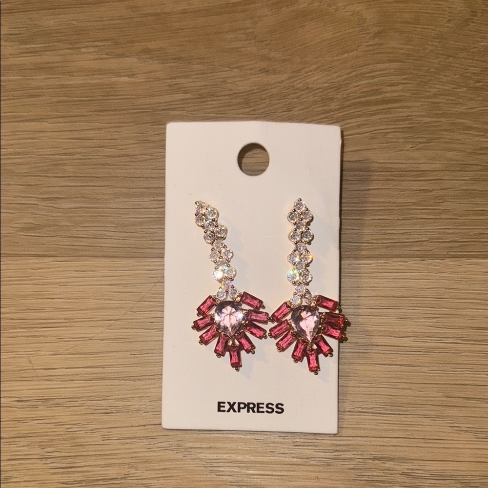 Express Pink and Silver Drop Earrings